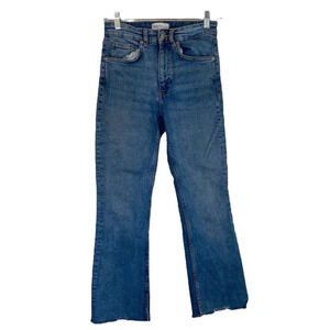 ZARA Bootcut Jeans Medium Wash Raw Hem Size 4